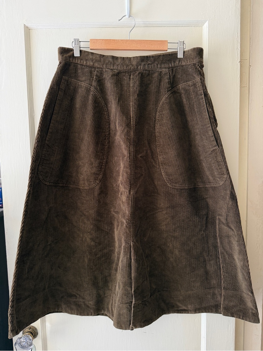 Toast A Line Organic Cord Workwear Skirt in Conker (brown), Size 16 UK/12 US